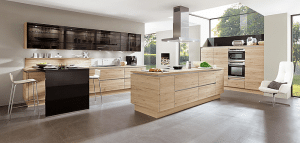 Functie van de keuken: Nobilia keuken met kookeiland – 371, 893 Decor eiken San Remo