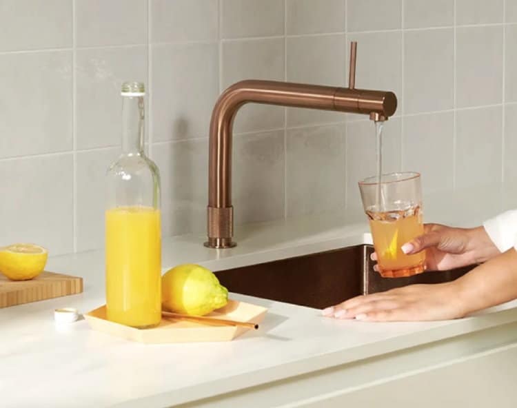 Kokend-waterkraan Quooker Front Cube in Rosé Koper kleur