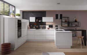 Witte moderne T-vorm keuken – Häcker keuken concept130