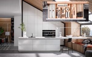 Greeploze design keuken - Häcker AV 2030 GL witte keuken met marmer aanrechtblad & luxe keukenlade inrichting