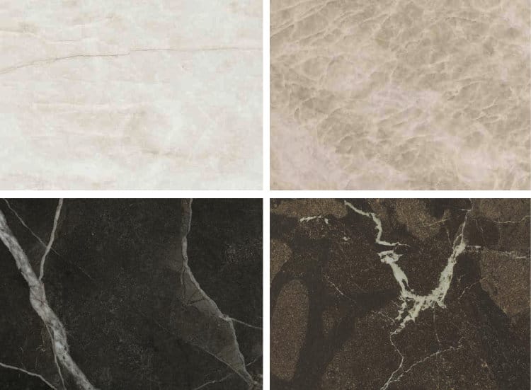 Keukentrends 2026 - Nieuwste keramische aanrechtbladen natuursteenlook Evora Ceramics Frosted Mahal - Taj Regal - Calacatta Ebonite - Breccia di Oro