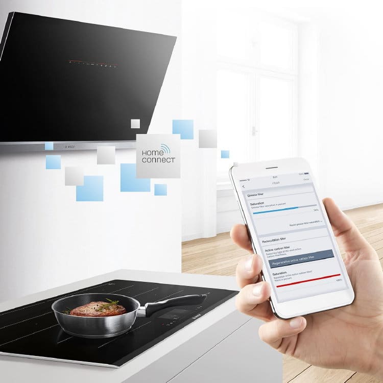 Bosch inbouw keukenapparatuur Home Connect functie - verbindt Bosch inductiekookplaat met afzuigkap
